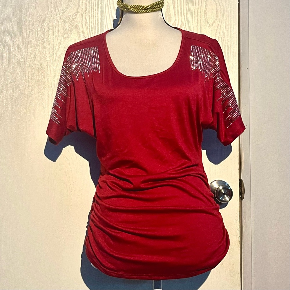ESPRESSO Embellished Red Dolman Top
A26